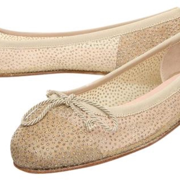 Champagne Metallic Glitter Dance Ballerina Flats - Picture 2 of 6